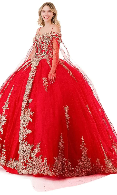 New In This Season Aspeed Design L2839C - Embroidered Cold Shoulder Ballgown