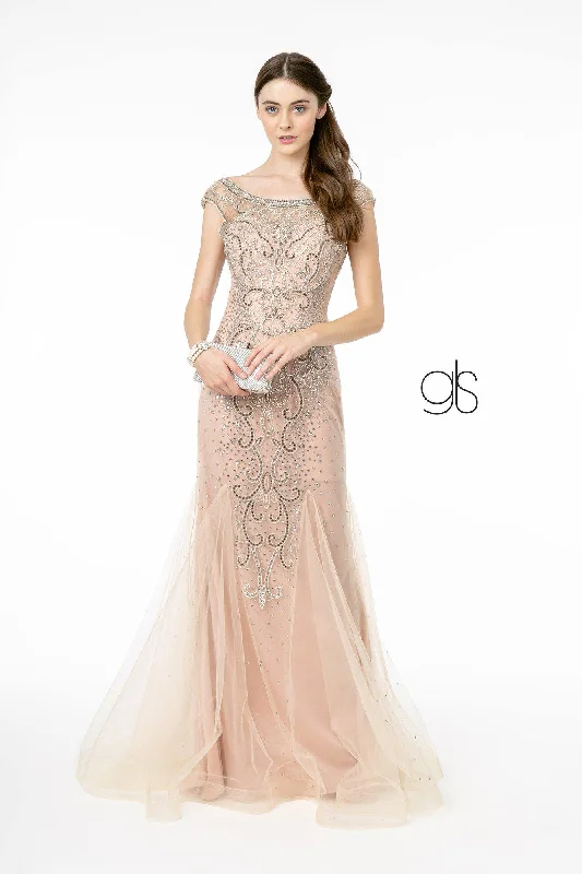 Fashion Forward Femininity Jewel and Beads Long Prom Mermaid Dress