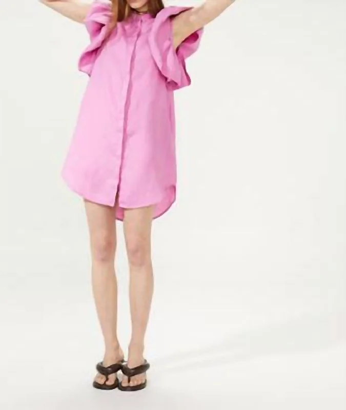 Save Big Santorini Linen Dress In Petunia Pink