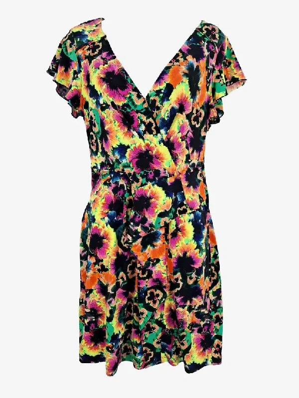 Limited Time Flash Sale Leona Edmiston Stretch Wrap Style Neon Mini Dress Size 10