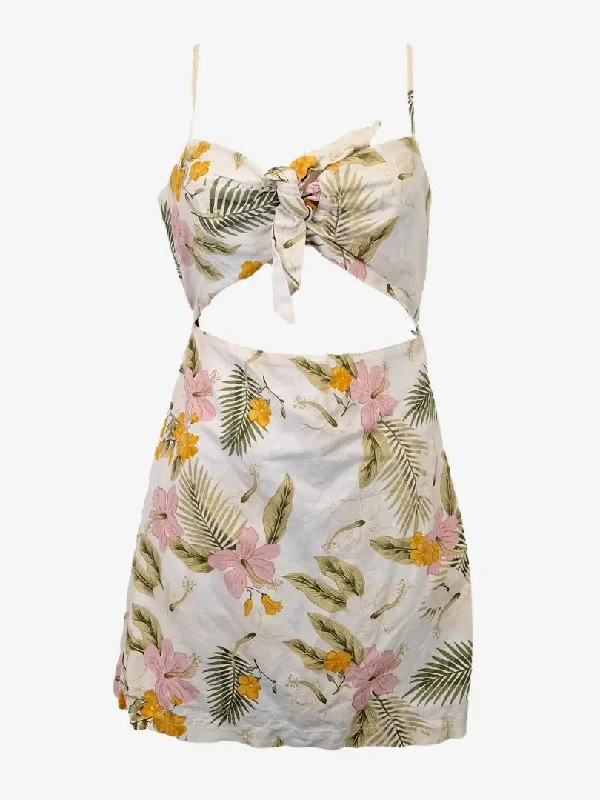 Fashion Forward Subtitled Tropical Cut Out Mini Dress Size M