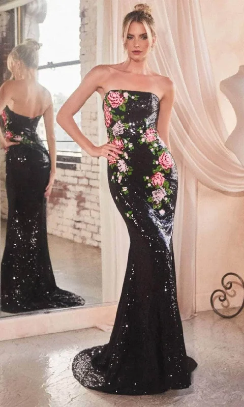 Comfort Meets Fashion Cinderella Divine CD811 - Strapless Floral Embroidered Prom Dress