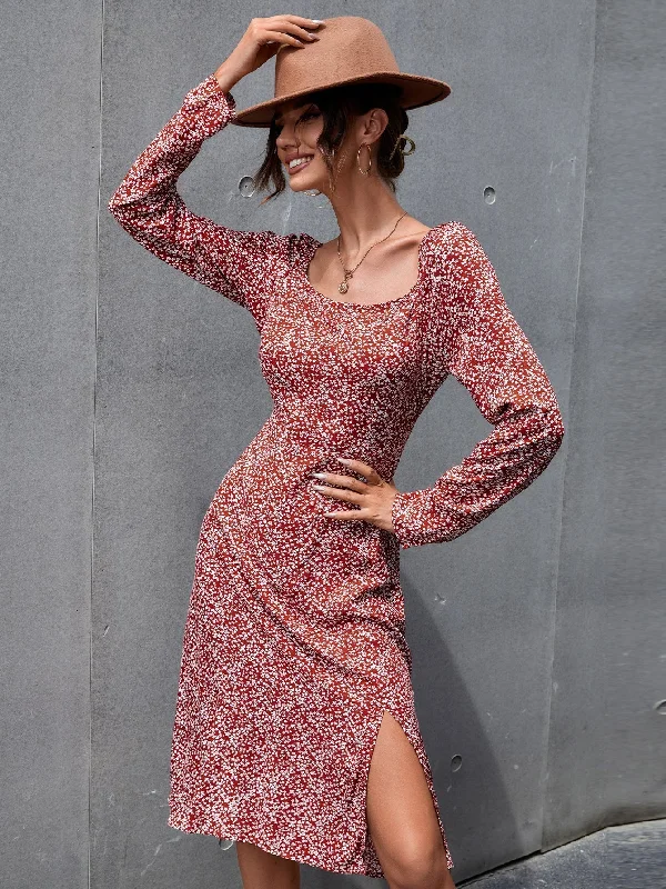Limited Stock, Big Discounts KittenAlarm - Ditsy Floral Split Hem Dress