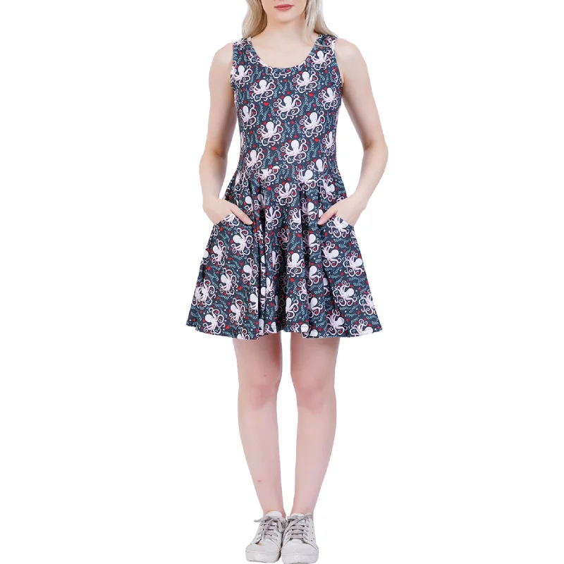 Embrace New Fashion Floral Octopus Skater Dress