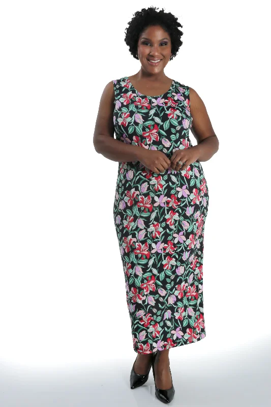 Athleisure Style Sale Vikki Vi Jersey Modern Floral Maxi Tank Dress