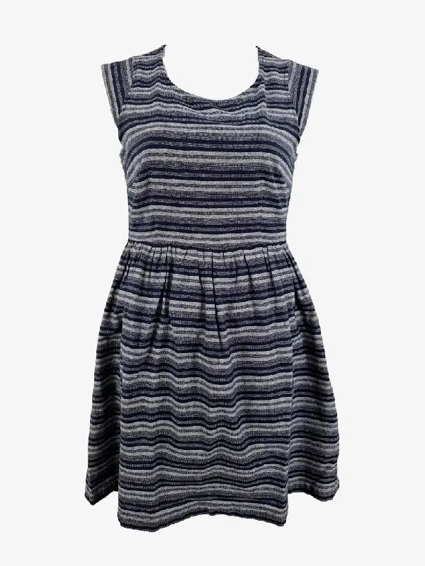 Sustainable Fashion Extravaganza Princess Highway Navy Striped Cap Sleeve Mini Dress Size 12