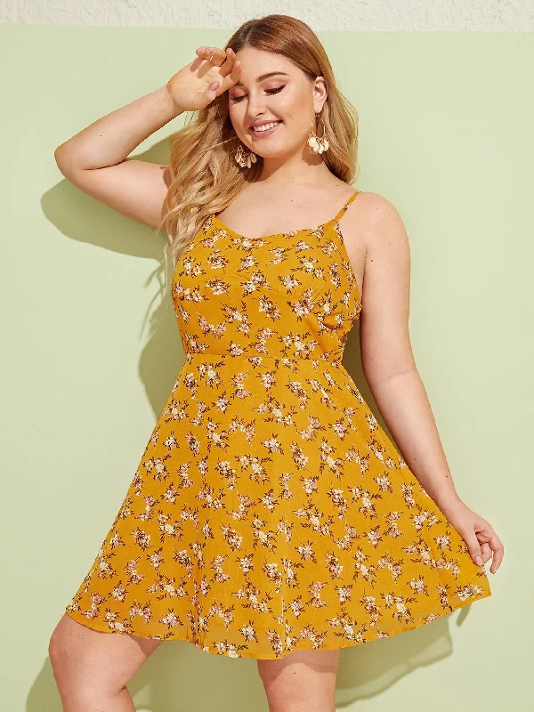 Special Offers Plus Ditsy Floral Flare Slip Dress