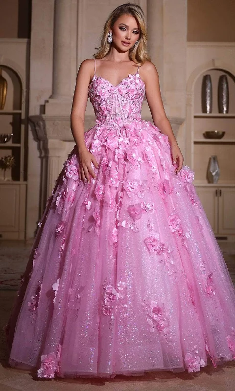 Glamorous Fashion Offers Portia and Scarlett PS25360P - 3D Floral Embellished Ballgown