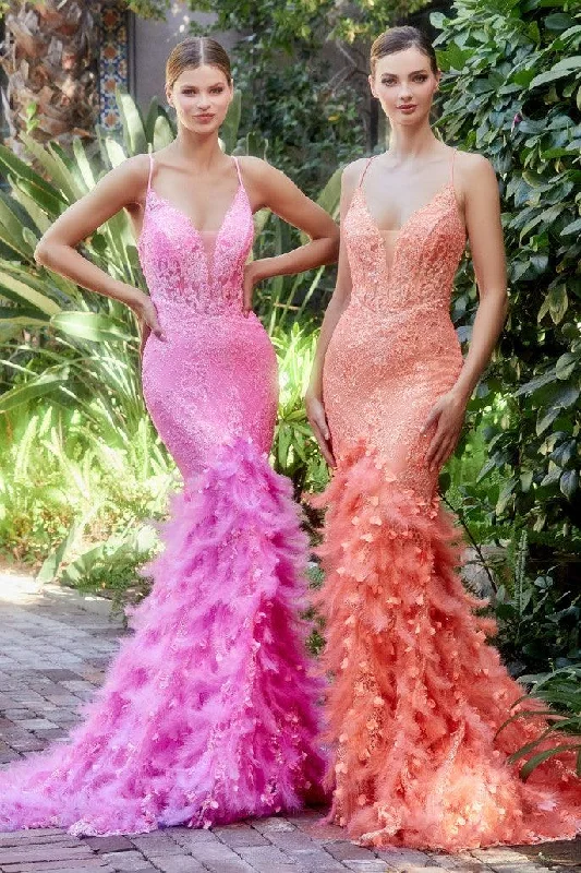 Shop The Hottest Deals Andrea & Leo A1116 Feather Mermaid Prom Dress