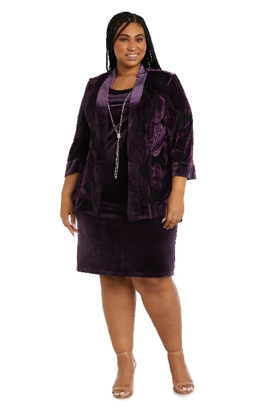 The Good Stuff R&M Richards 9027W Short Plus Size Velvet Dress