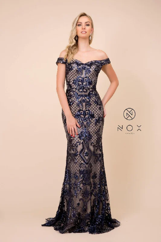 Chic Wardrobe Essentials Sequin Embroidered Long Formal Prom Dress