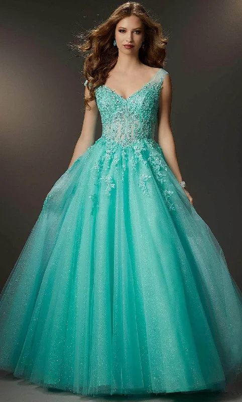 Premium Quality Garments Mori Lee 48035 - Cap Sleeve Beaded Ballgown