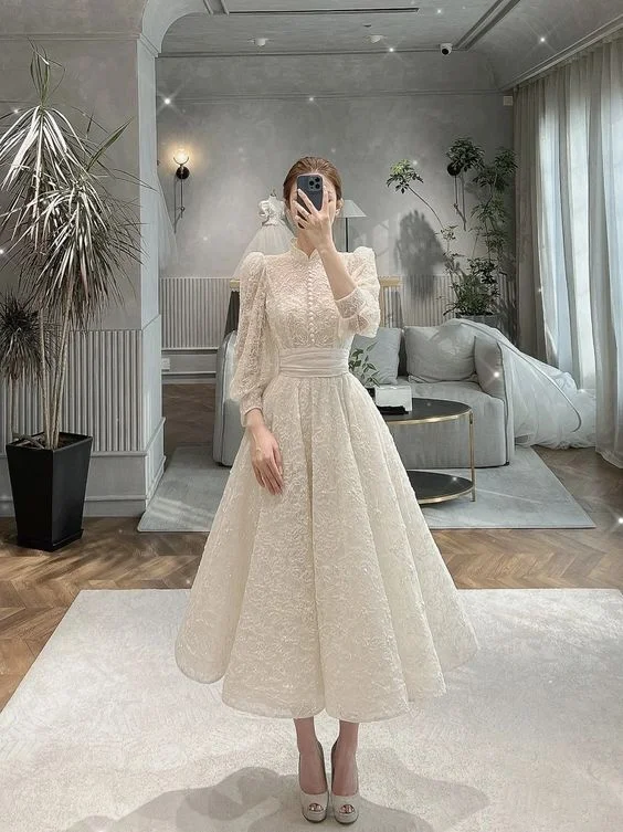 Fashion Forward, Function First Retro Style A-line Wedding Dress,Engagement Dress Y6589