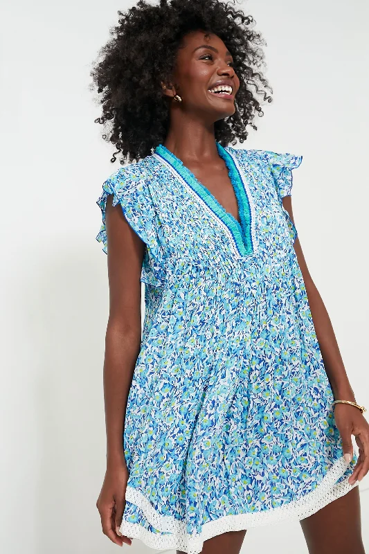 Shop Sales Blue Ocean Flowers Sasha Mini Dress