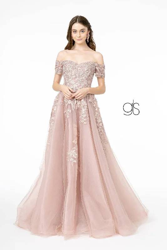 Gorgeous Glamour Collection Embroidered Mesh A-Line Long Prom Dress