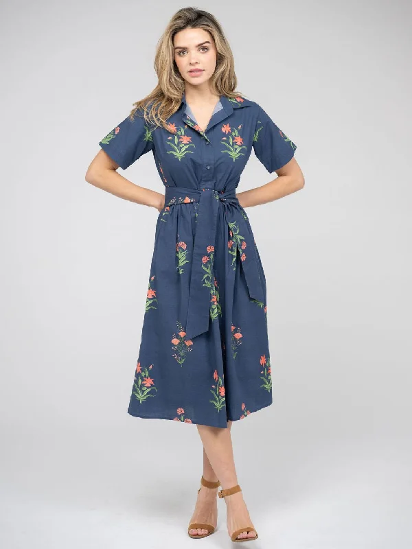 Unbeatable Deals The Elle Midi Dress | Navy Jaipur Floral