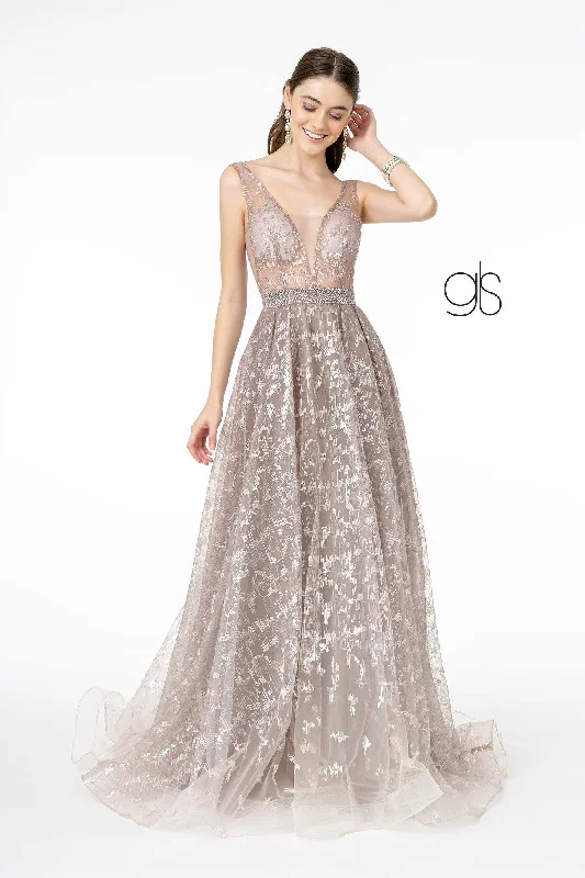 Eclectic Style Wardrobe Embroidered Illusion Mesh Long Prom Dress