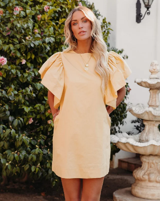 Sustainable Fashion Extravaganza KittenAlarm - Davina Cotton Pocketed Mini Dress - Yellow