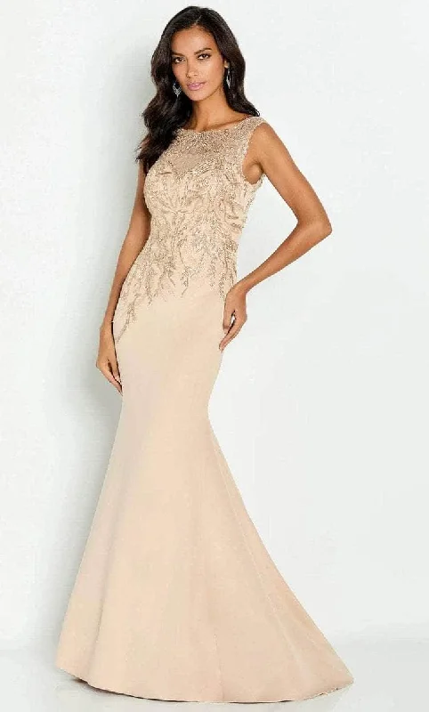 Preppy Style Cameron Blake - Embroidered Bateau Prom Gown CB148