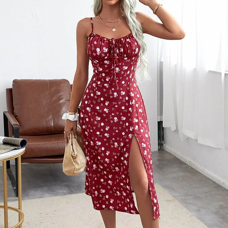 Women’s Evening Wear JuliaFashion - 2024 Sexy Strappy Floral Print Boho Dress