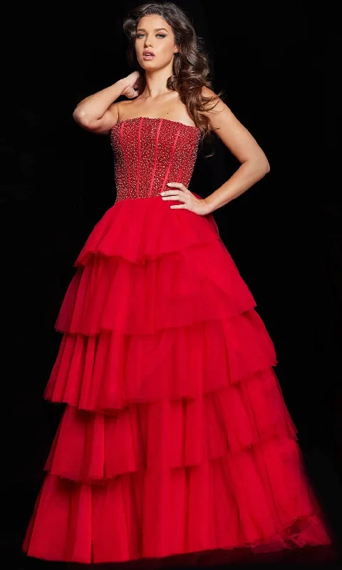Limited Time Offers Jovani 37210 - Straight Across Ruffled Ballgown