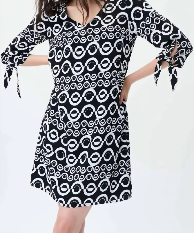 Timeless Elegance Redefined Abstract Dress In Black/white
