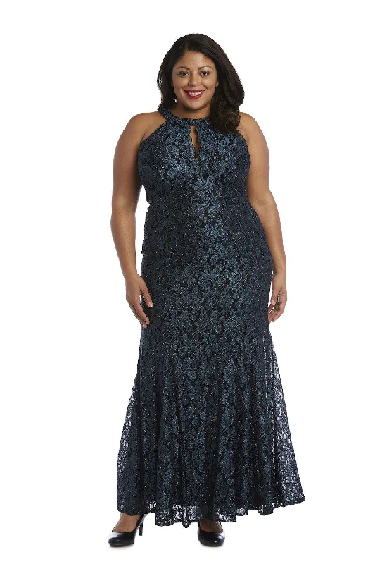 Discover Now Nightway Plus Size Long Formal Lace Dress 21689W