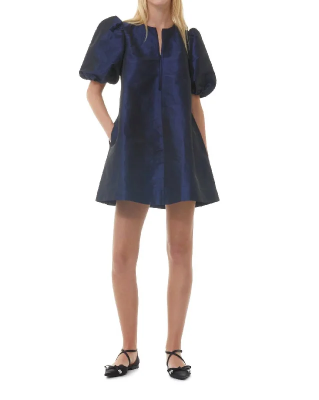 Chic Wardrobe Taffeta Dress In Sodalite Blue