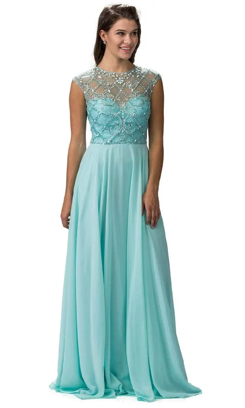 Exclusive Designer Style Deals Dancing Queen 9279 - Beaded Illusion Jewel Neck Prom Gown