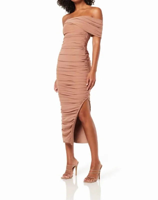 Fashion-forward Women's Clothing Miley Dress In Tan