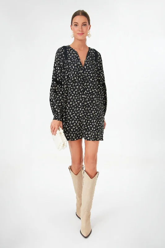 Seasonal Sale Black Cream Floral Twilight Dreams Mini Dress