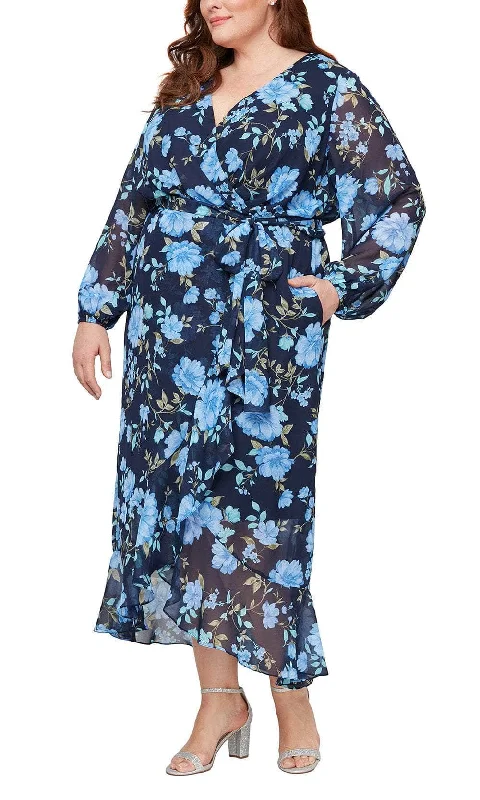 Bold Fashion Sales SLNY 9471942 - Floral Wrap Long Dress