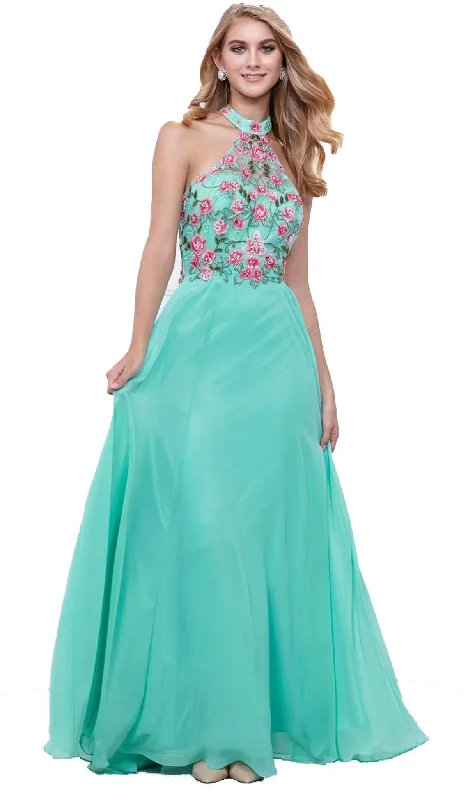 Playful Fashion Offers Nox Anabel - 8326 Lovely Floral Halter Style Long Evening Gown