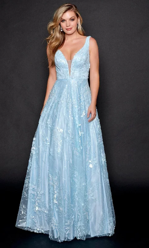 Chic Trend Collection Nina Canacci 6584 - Sleeveless Embroidered A-line Gown
