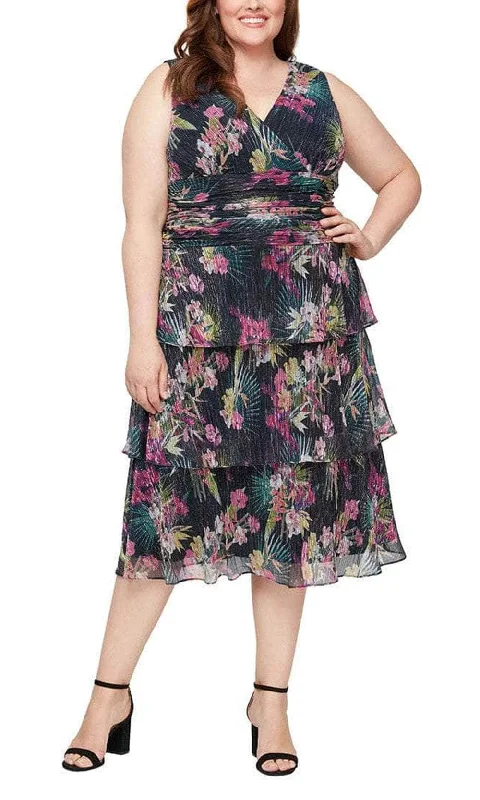 Massive Savings SLNY 9455220 - Sleeveless Printed Floral Midi Dress