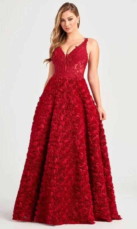 Unleash Your Fashion Colette By Daphne CL5251 - Plunging V-Neck Floral Ballgown