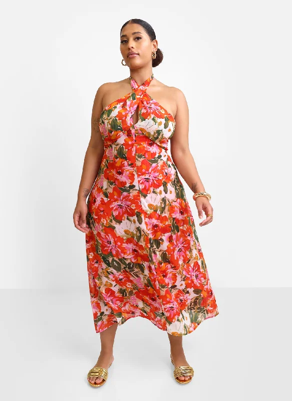 Hot Sale Giada Floral Halter Midi Slip Dress