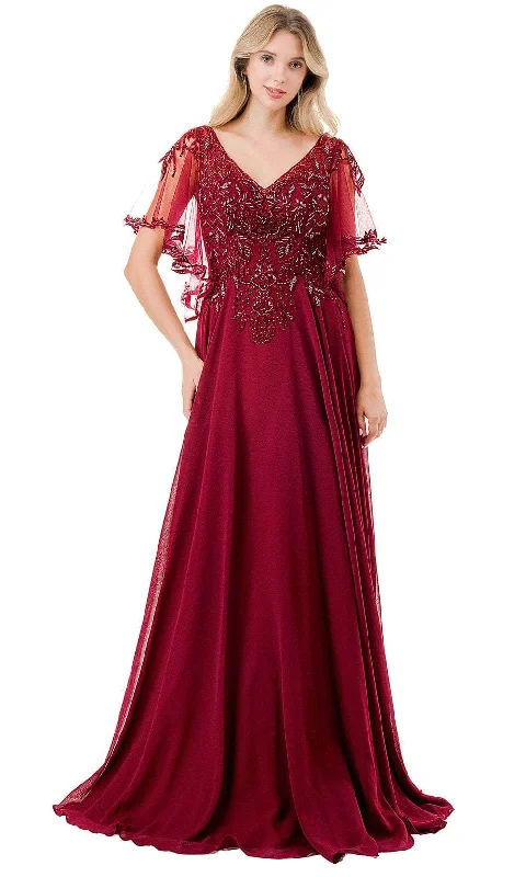 Luxe Style Discounts Aspeed Design M2911F - V-Neck Beaded Lace Evening Gown