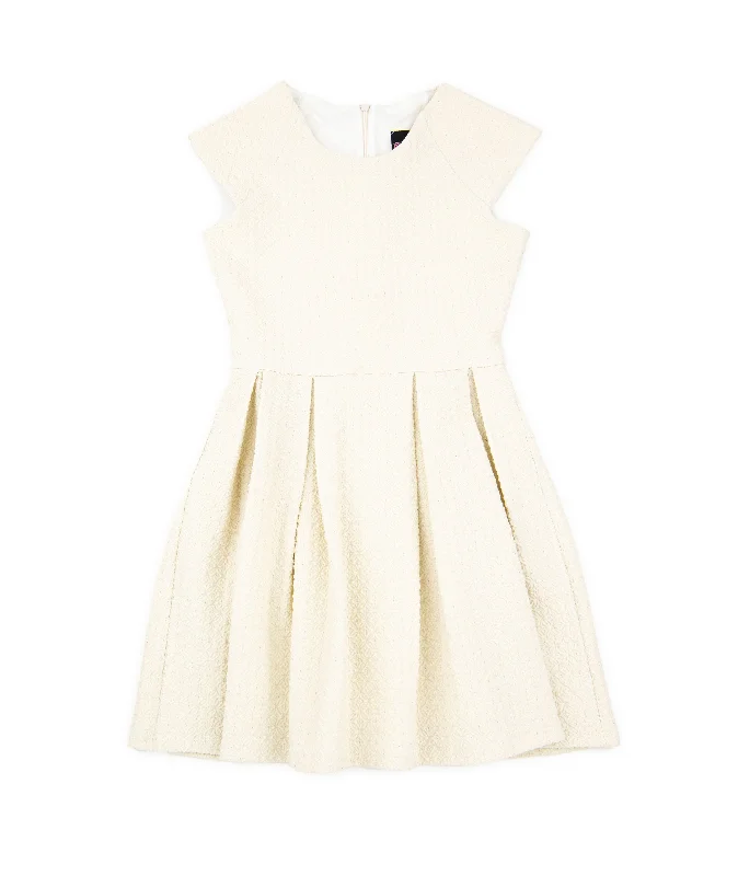 Cheap Women's Clothing Online By Debra Girls Ali Ivory Silver Fleck Cap Sleeve Box Pleat Dress