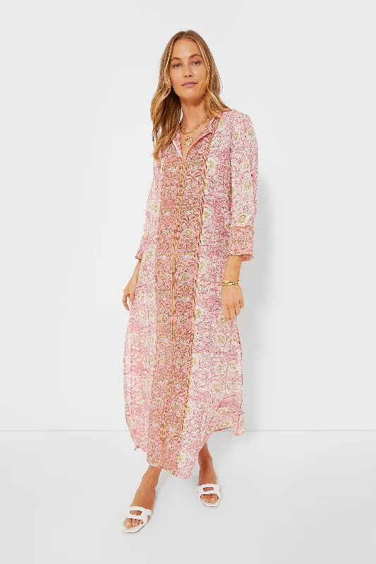 Relaxed Style Pink and Green Floral Jane Maxi Dress