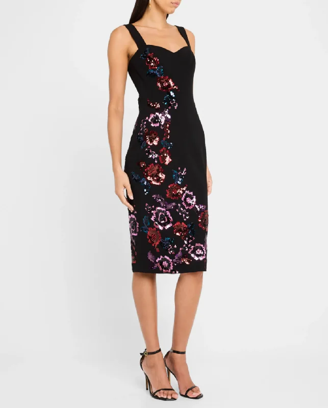 Shop Sale Items Nicole Sequin Floral Sweetheart Midi Dress