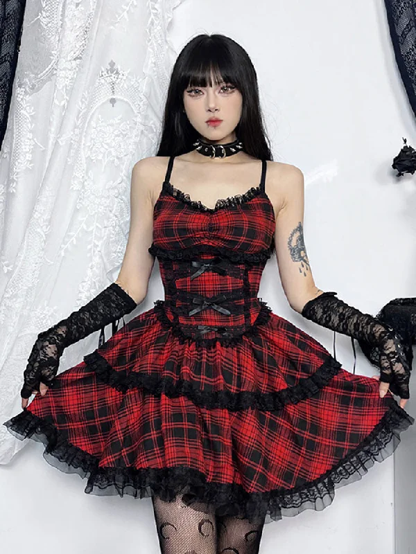 Fashionista Favorites Plaid Lace Mall Party A-Line Backless Goth Emo Black Dress Punk Grunge Up Mini Dress Fashionista Favorites Plaid Lace Mall Party A-Line Backless Goth Emo Black Dress Punk Grunge Up Mini Dress