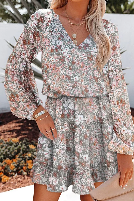 Everyday Fashion Pollen Floral Ruffle Tie Dress