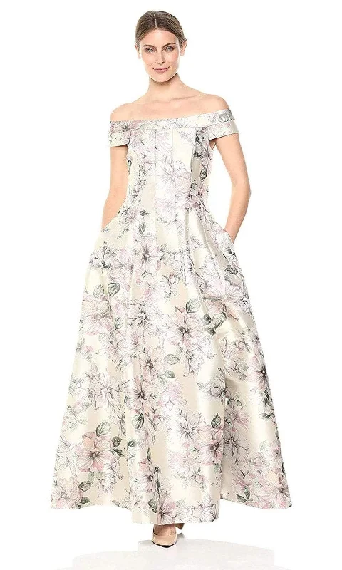 Street Chic Discounts Eliza J Evening - EJ8M8107 Floral Printed Off-Shoulder A-line Dress