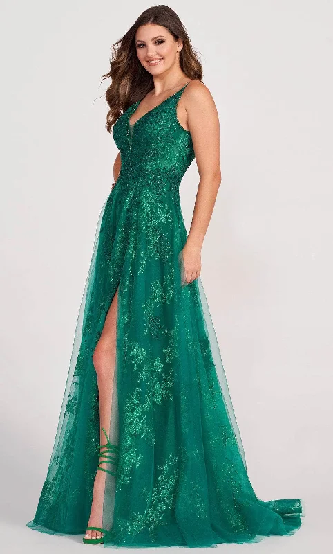 Fashionable Dresses for Women Ellie Wilde EW34107 - V Neck Bare Back A-line Slit Gown