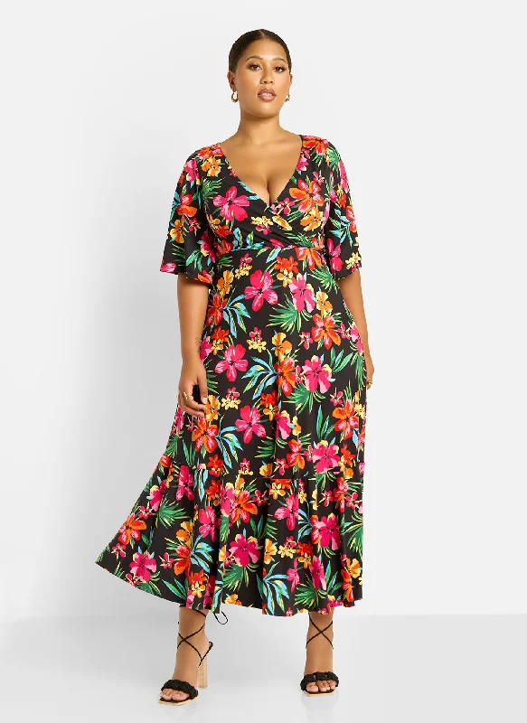 Classic Modern Offers Felina Floral Print Skater Maxi Dress