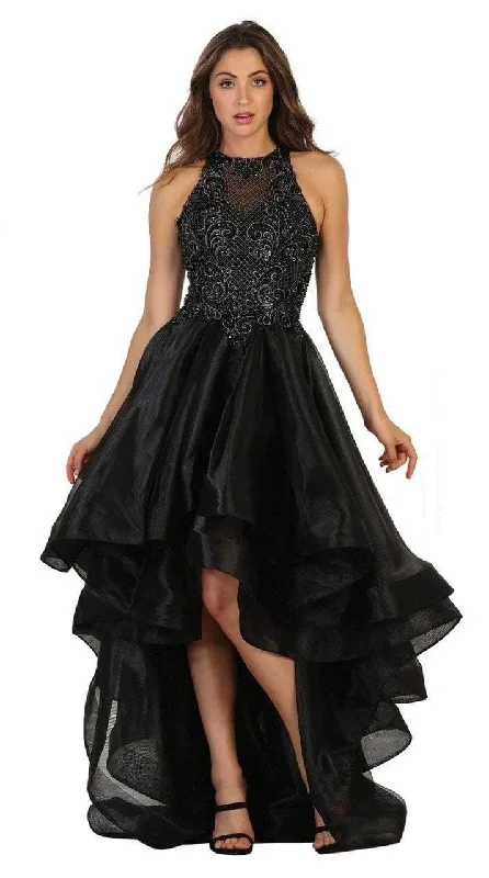 Limited Stock, Big Discounts May Queen Embroidered Illusion Lattice High Low Gown
