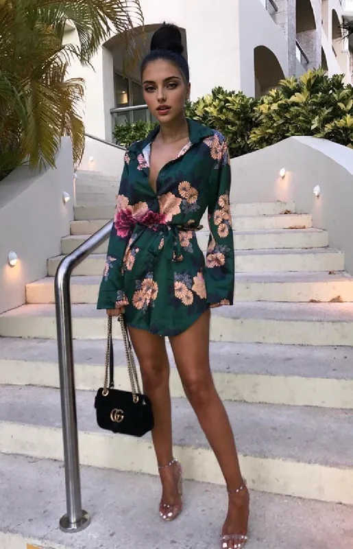 Unique Women’s Fashion Pieces Julia Fashion - Women's Boho Floral Printed Shirt Dress