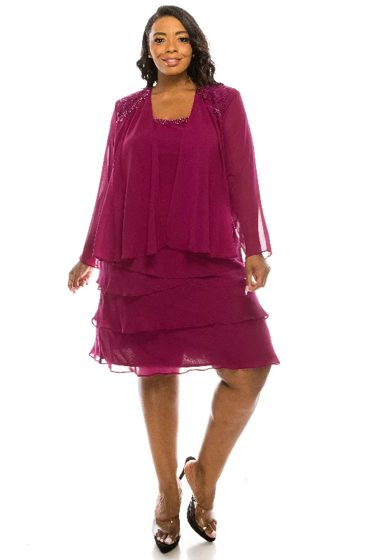Unleash Your Trend Driven Style SL Fashions 9170181 Short Beaded Chiffon Piece Set Dress