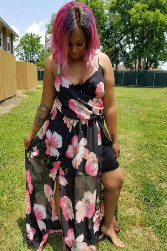 Women’s Street Style Casual Wear Plus Size Floral Maxi Dress